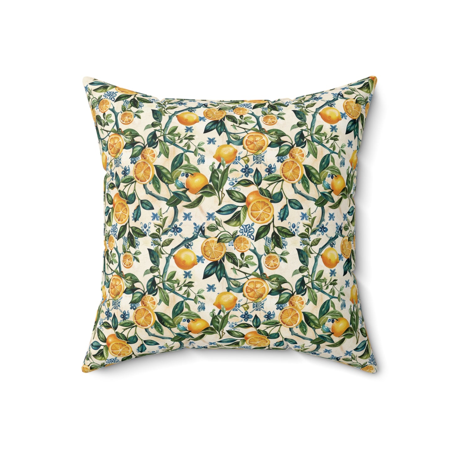 Lemon Branches Pillow | Citrus Floral Square Pillow, Botanical Home Decor