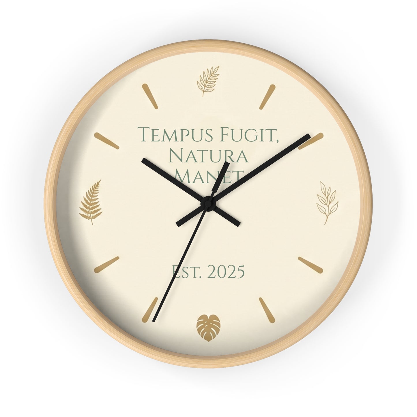 Custom Botanical Clock - Minimalist Fern Monstera Wall Decor - Personalized Timepiece