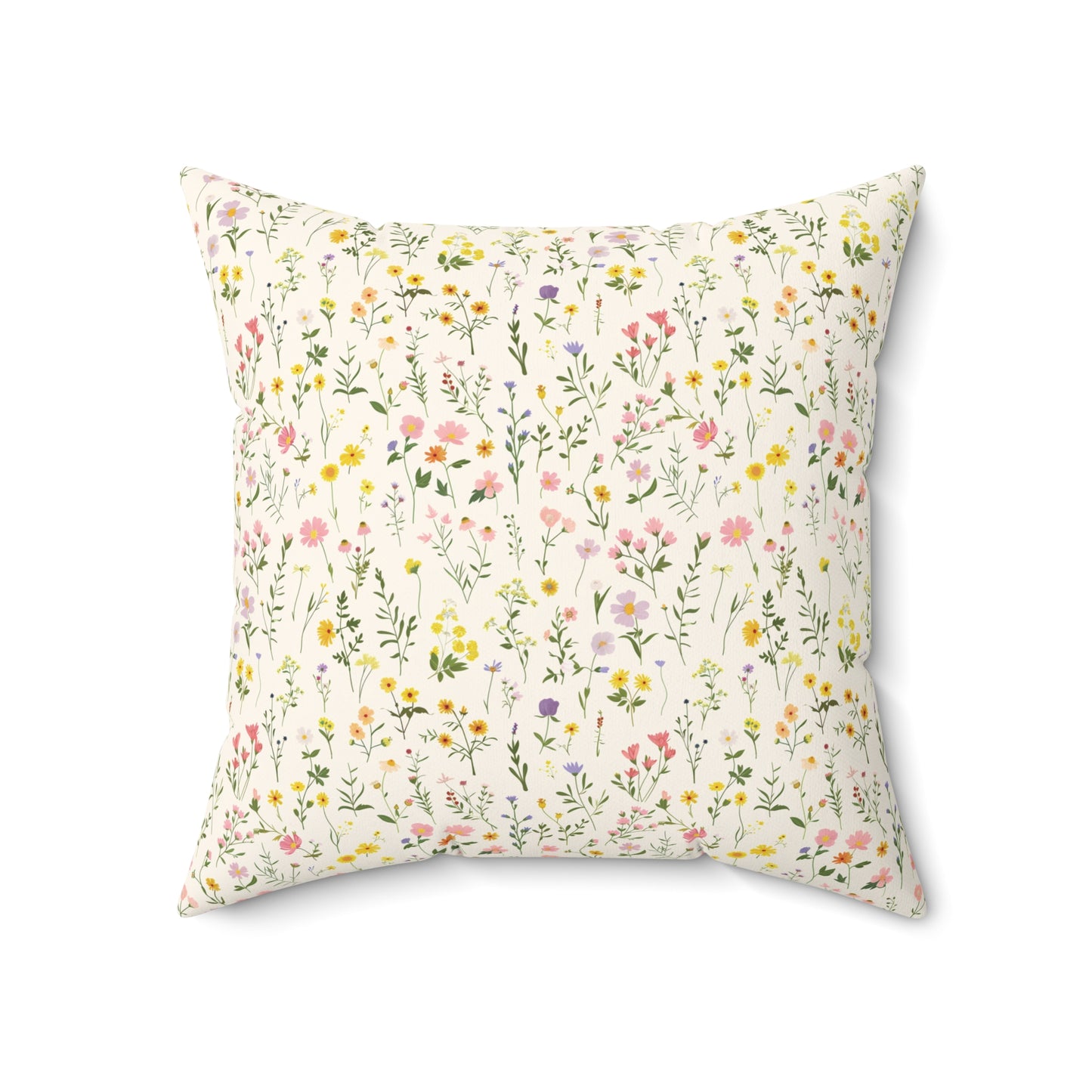 Wildflower Meadow Pillow | Botanical Floral Pattern Square Pillow