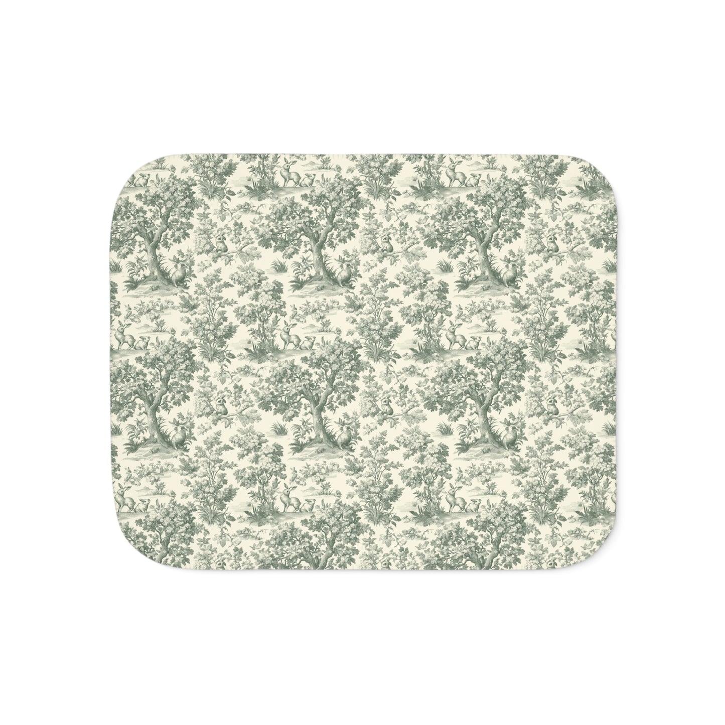 Toile de Jouy Cottage Pattern Sherpa Blanket | Vintage Scenic Toile, Cozy Throw