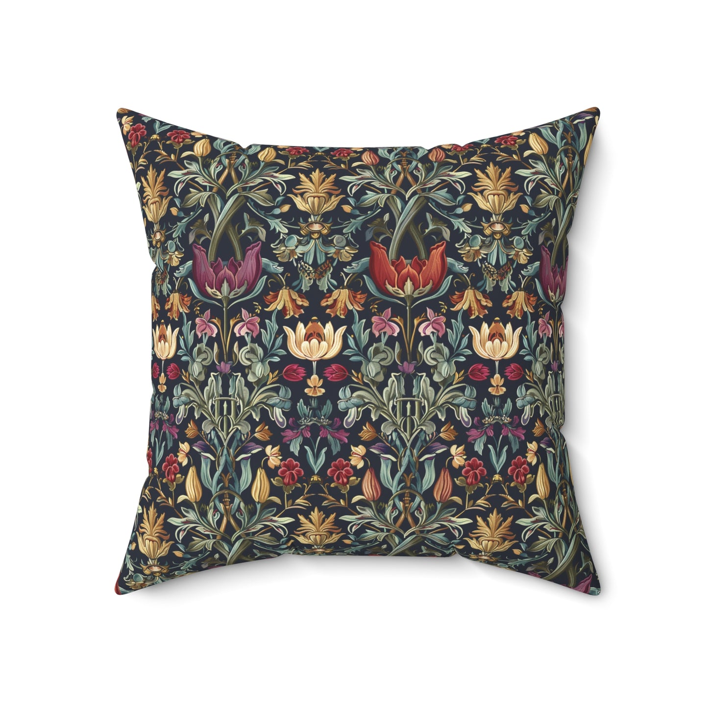 William Morris Style Floral Pattern Pillow | Vintage Botanical Throw Pillow