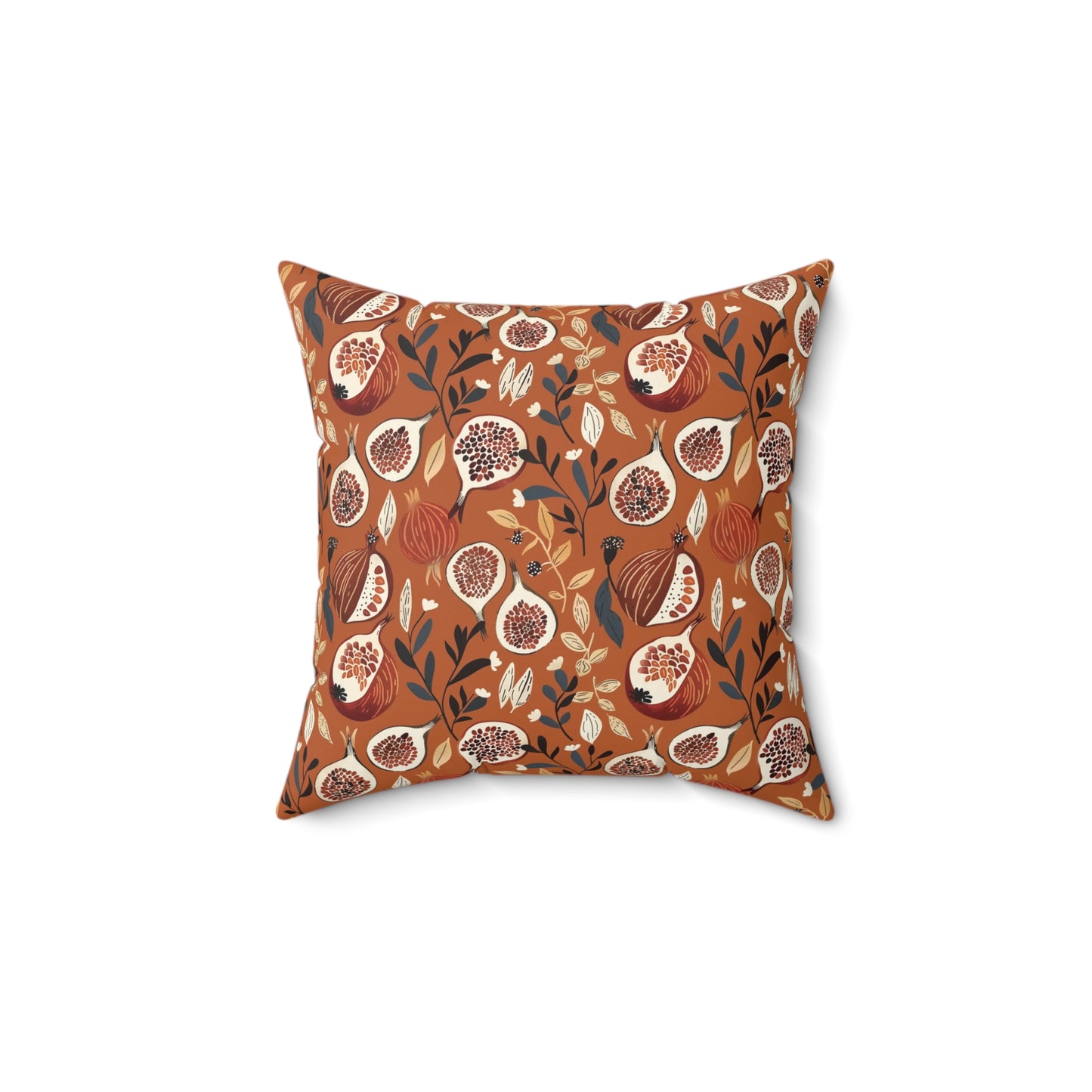 Autumn Fig Pattern Pillow | Rust Botanical Throw Pillow