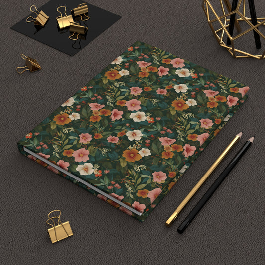 Vintage Floral Pattern Hardcover Journal | Botanical Flowers Notebook