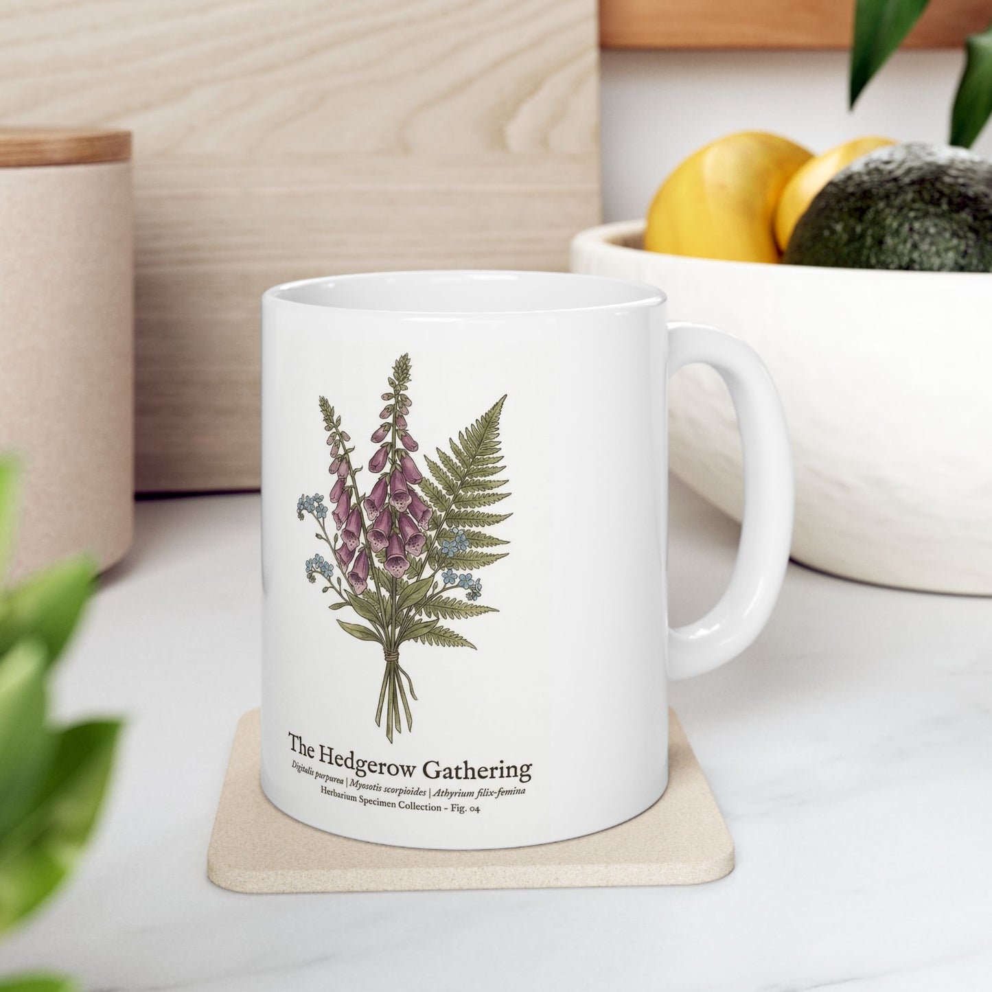 Foxglove Botanical Illustration Mug | Vintage Wildflower Ceramic Mug
