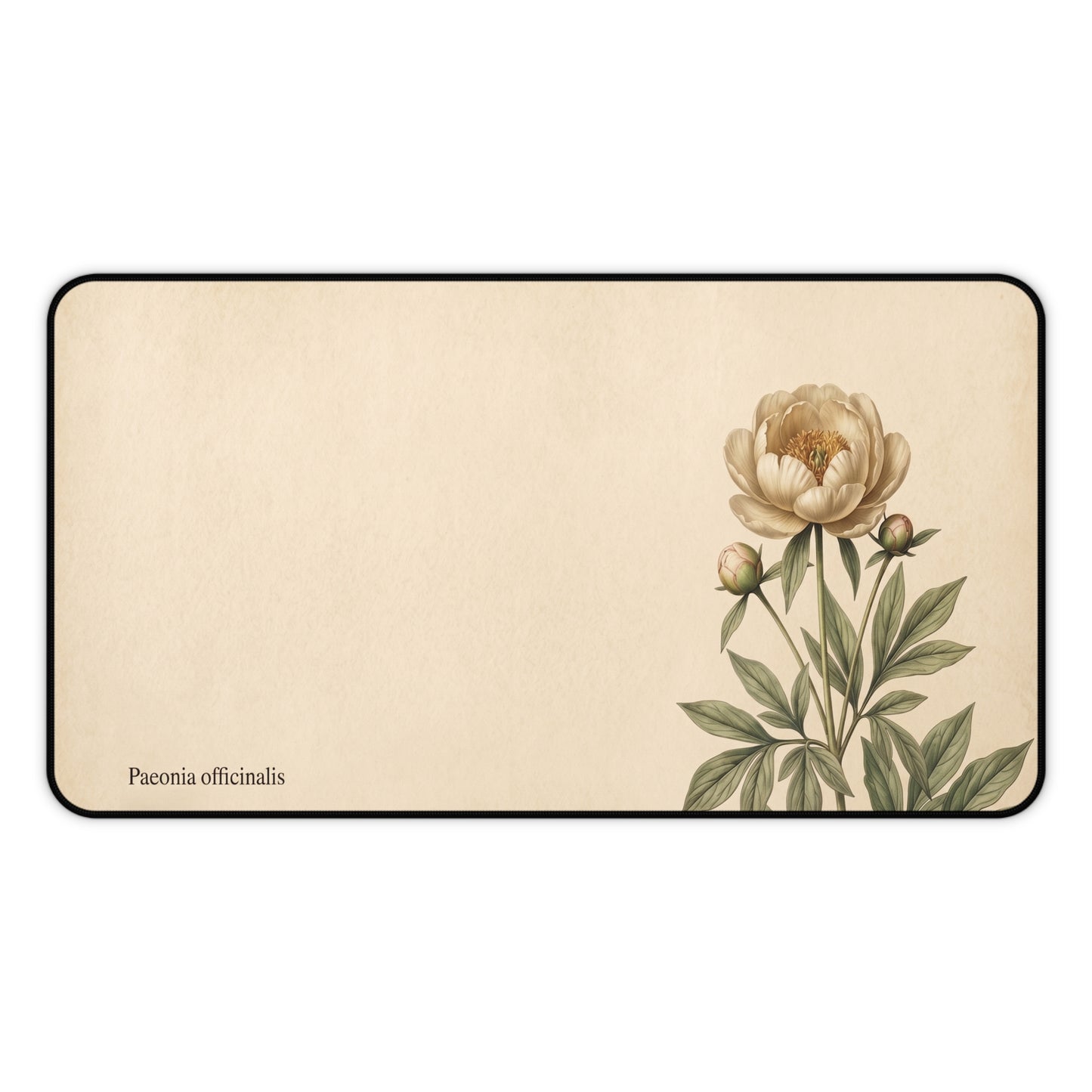Vintage Peony Illustration Desk Mat | Botanical Floral Mousepad