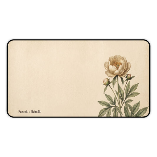 Vintage Peony Illustration Desk Mat | Botanical Floral Mousepad
