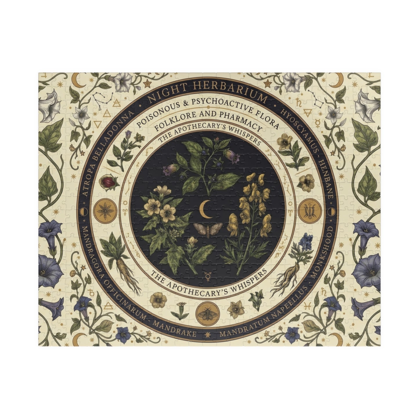 Herbal Apothecary Mandala Puzzle 110, 252, 520, or 1014 Pieces | Botanical Illustration Jigsaw