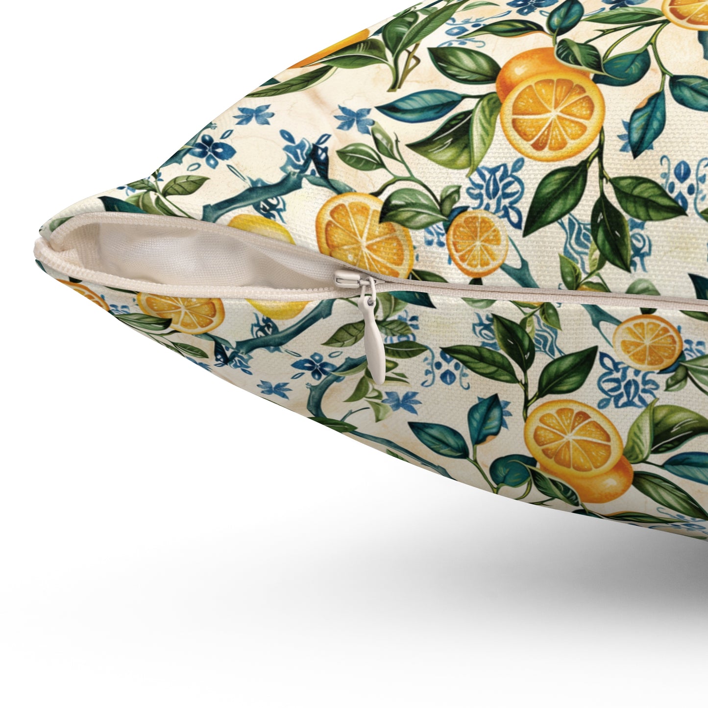 Lemon Branches Pillow | Citrus Floral Square Pillow, Botanical Home Decor