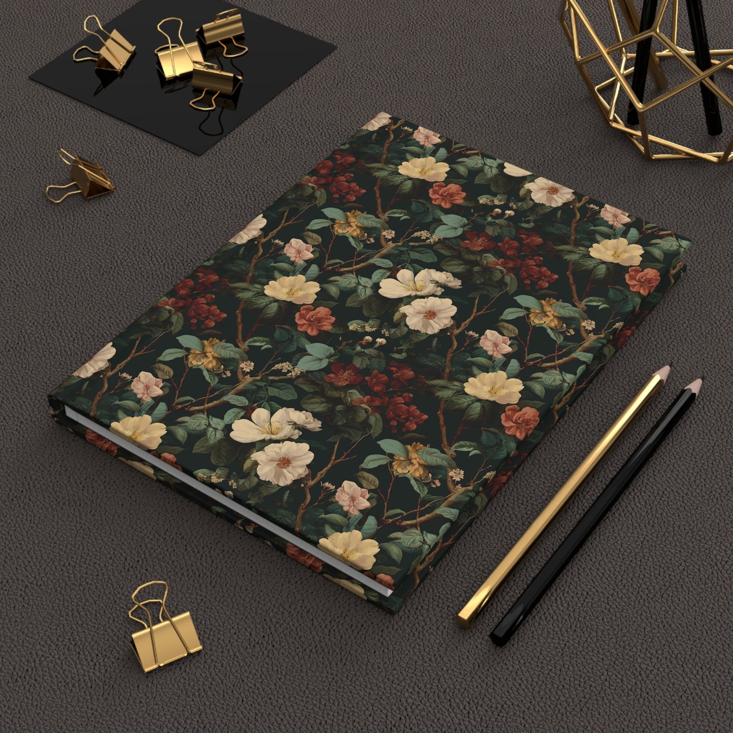 Vintage Floral Pattern Hardcover Journal | Botanical Notebook