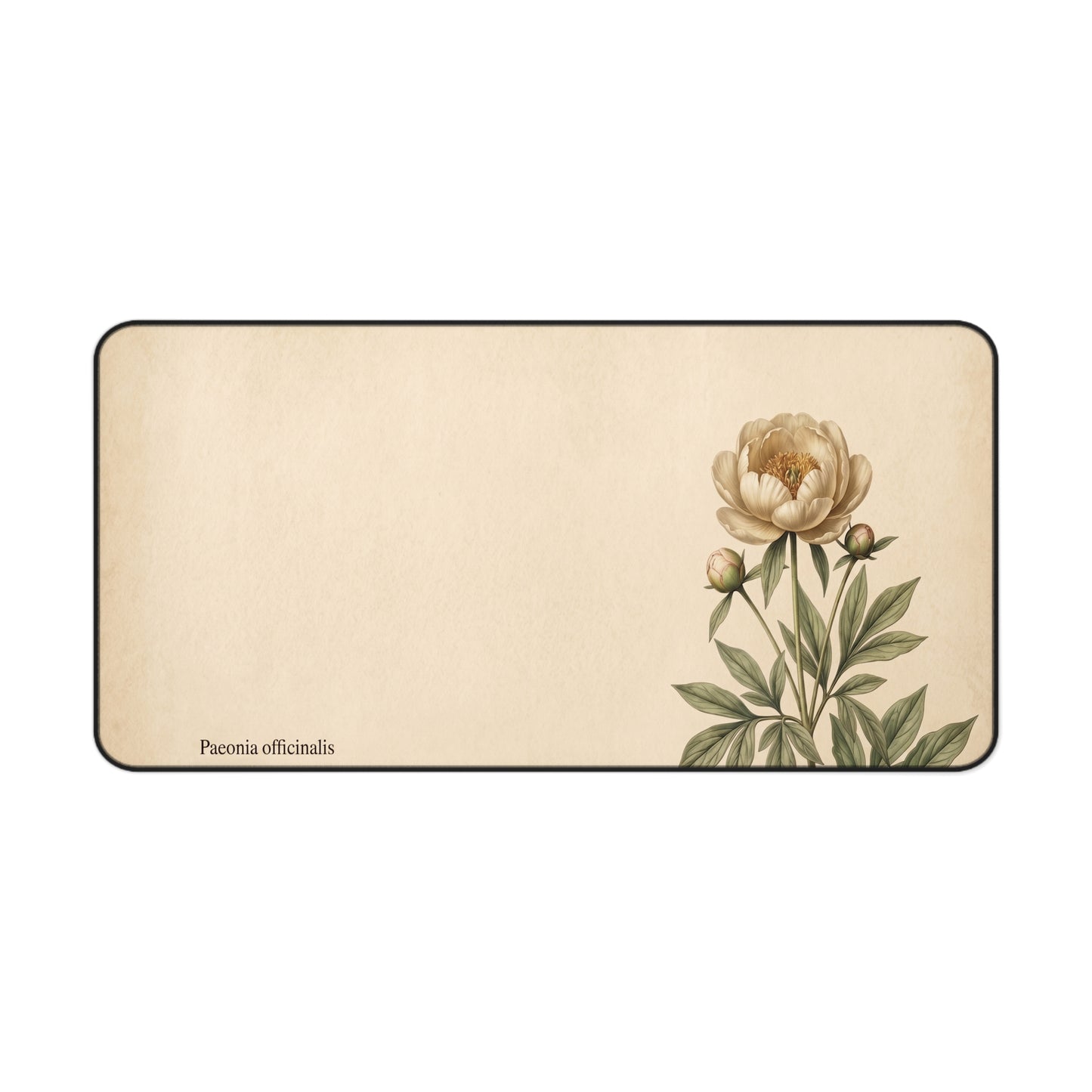 Vintage Peony Illustration Desk Mat | Botanical Floral Mousepad