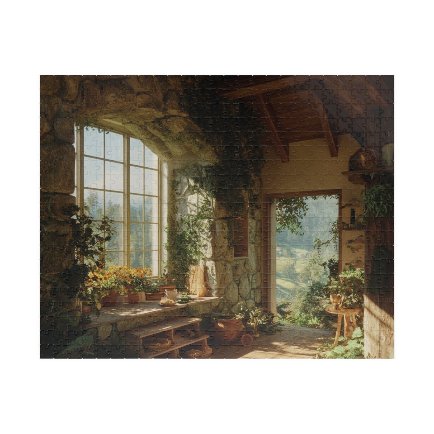 Sunlit Garden Interior Puzzle | Vintage Cottage Window 110-1014Piece