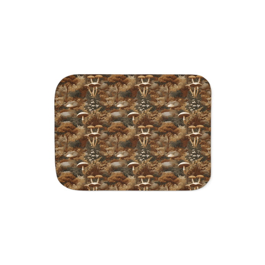 Autumn Mushroom Forest Sherpa Blanket | Cozy Fall Fungi Pattern