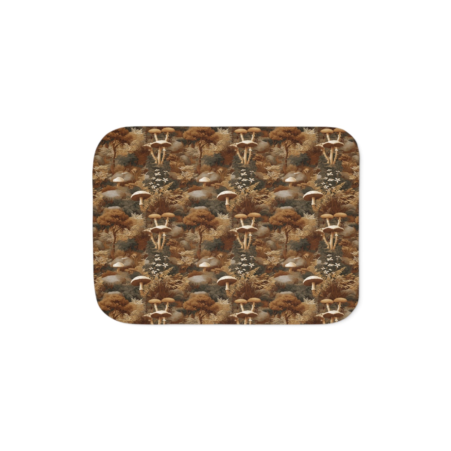 Autumn Mushroom Forest Sherpa Blanket | Cozy Fall Fungi Pattern