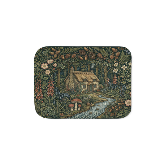 Cottagecore Forest House River Sherpa Blanket
