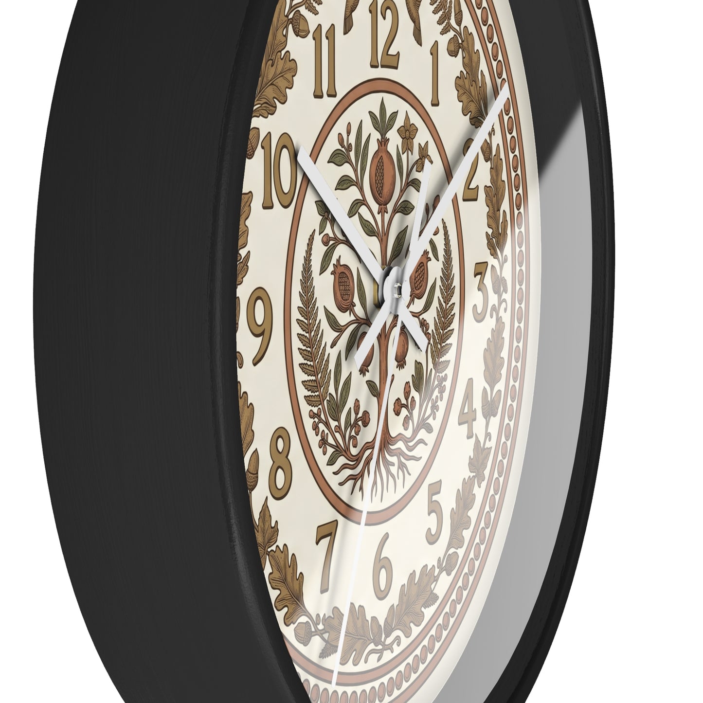 Pomegranate Medallion Wall Clock | Vintage Botanical Folk Art Ornamental