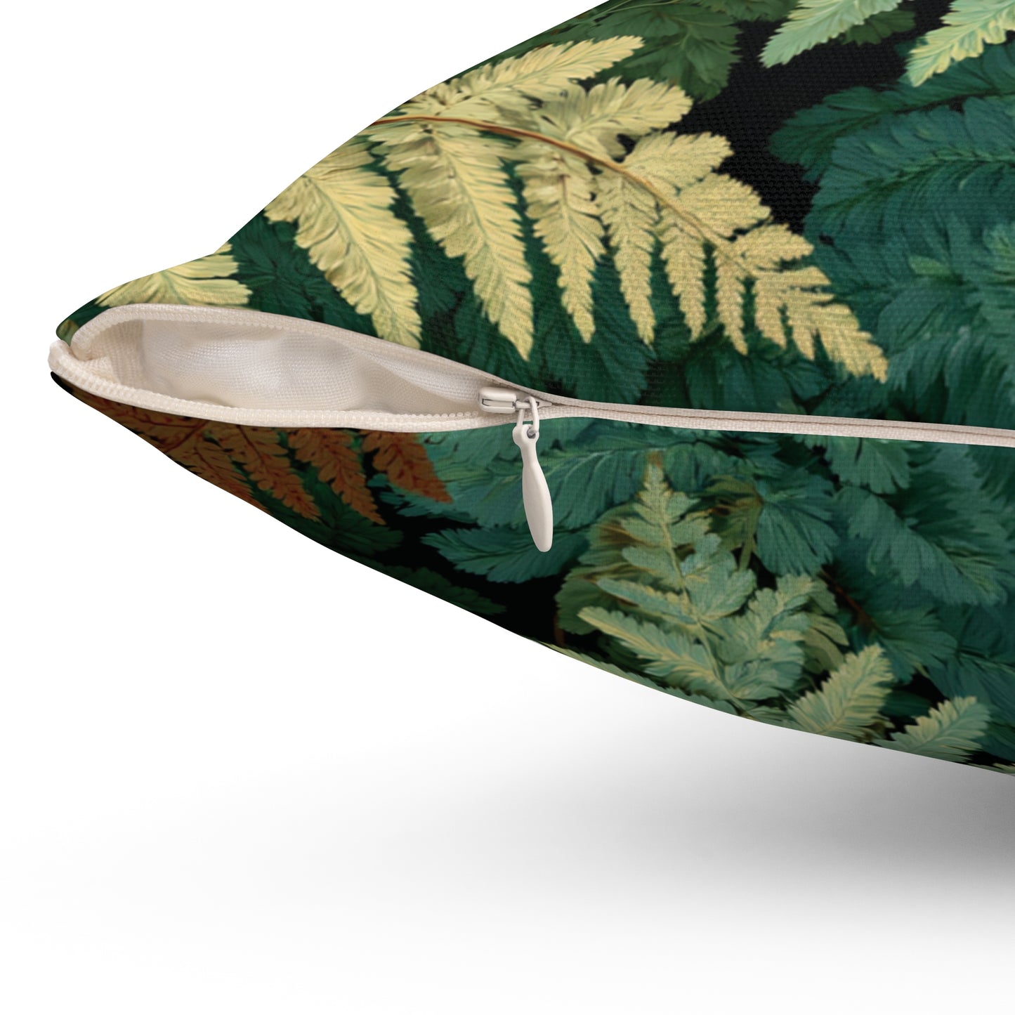 Botanical Fern Leaves Pillow | Woodland Green Foliage Square Throw Pillow