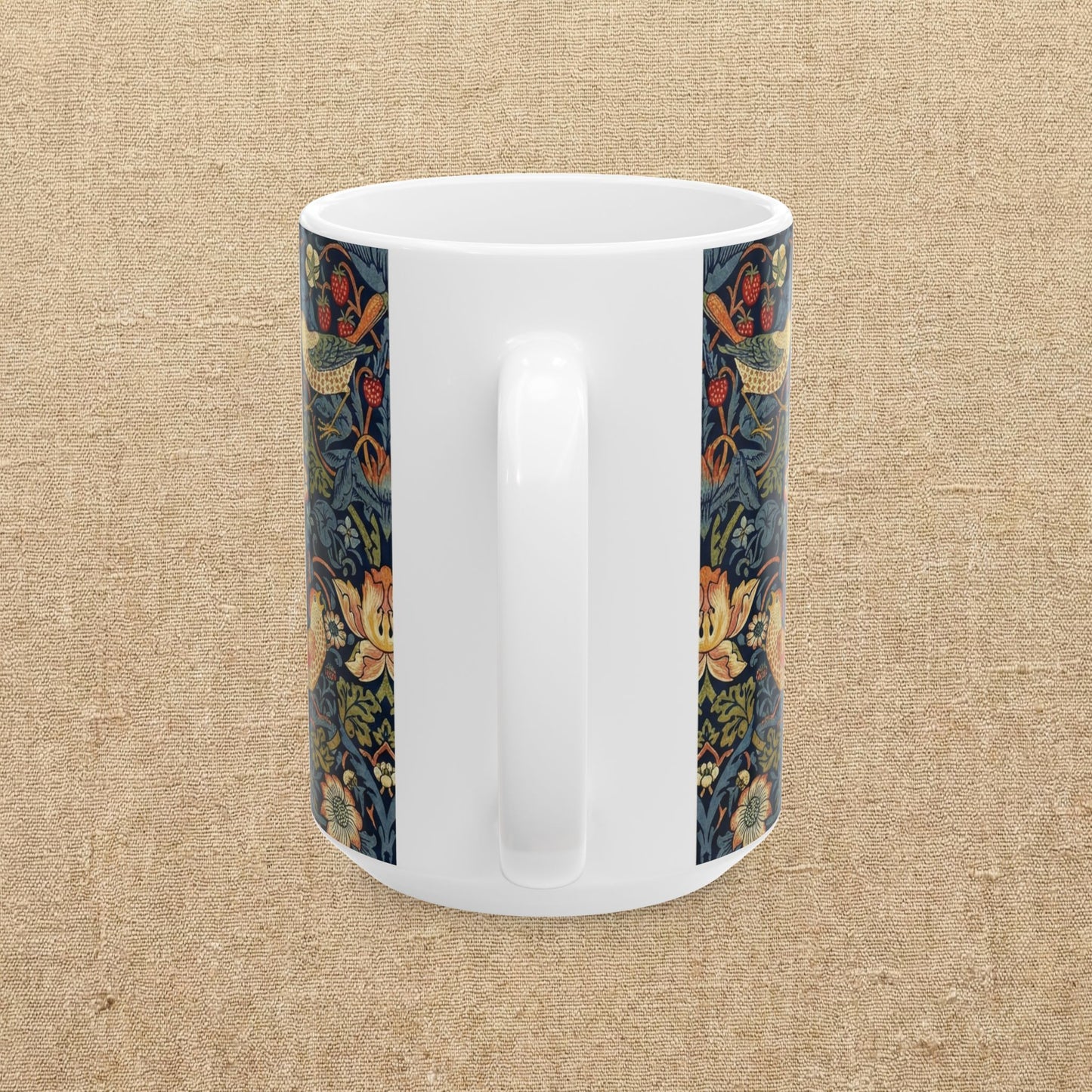 William Morris Style Strawberry Thief Pattern Mug | Bird Floral Ceramic Mug