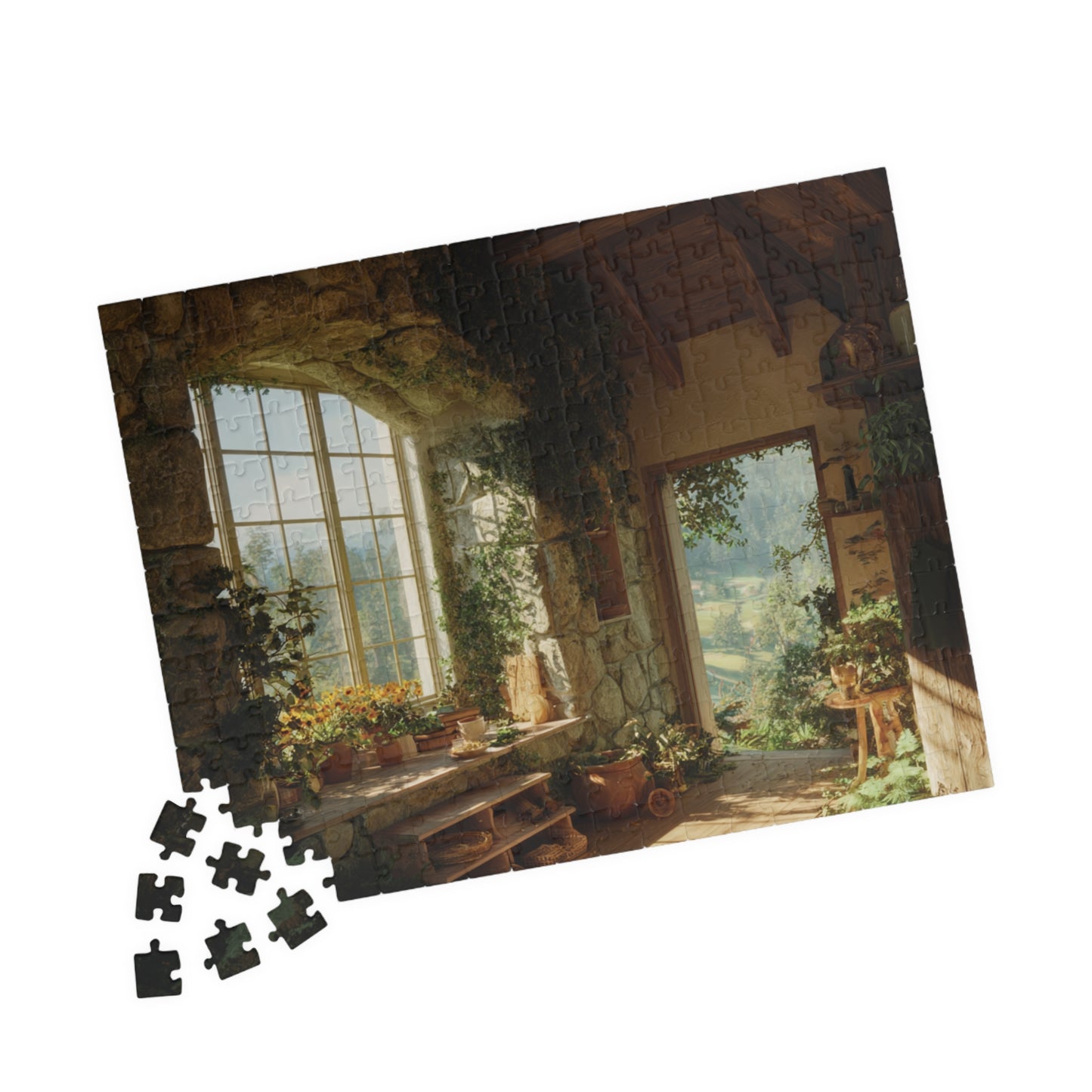 Sunlit Garden Interior Puzzle | Vintage Cottage Window 110-1014Piece