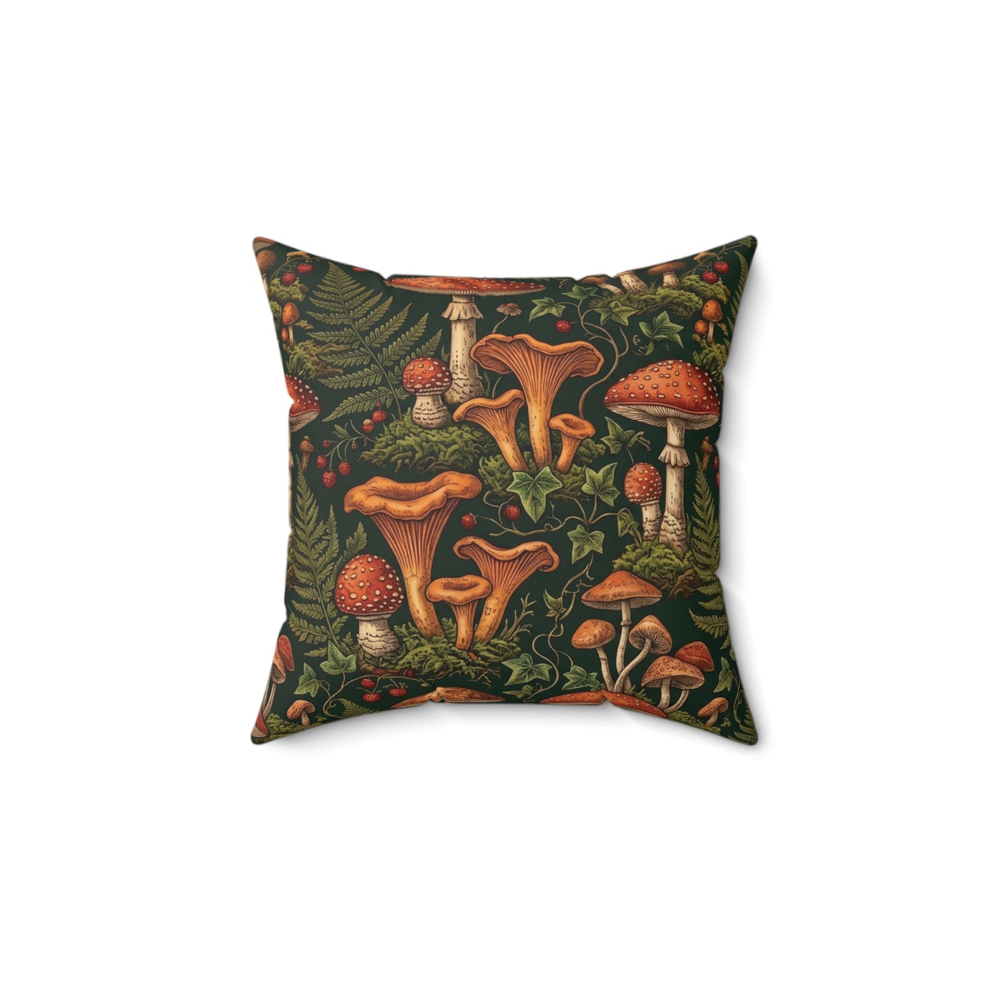 Autumn Mushrooms pillow | Forest fungi botanical throw pillow