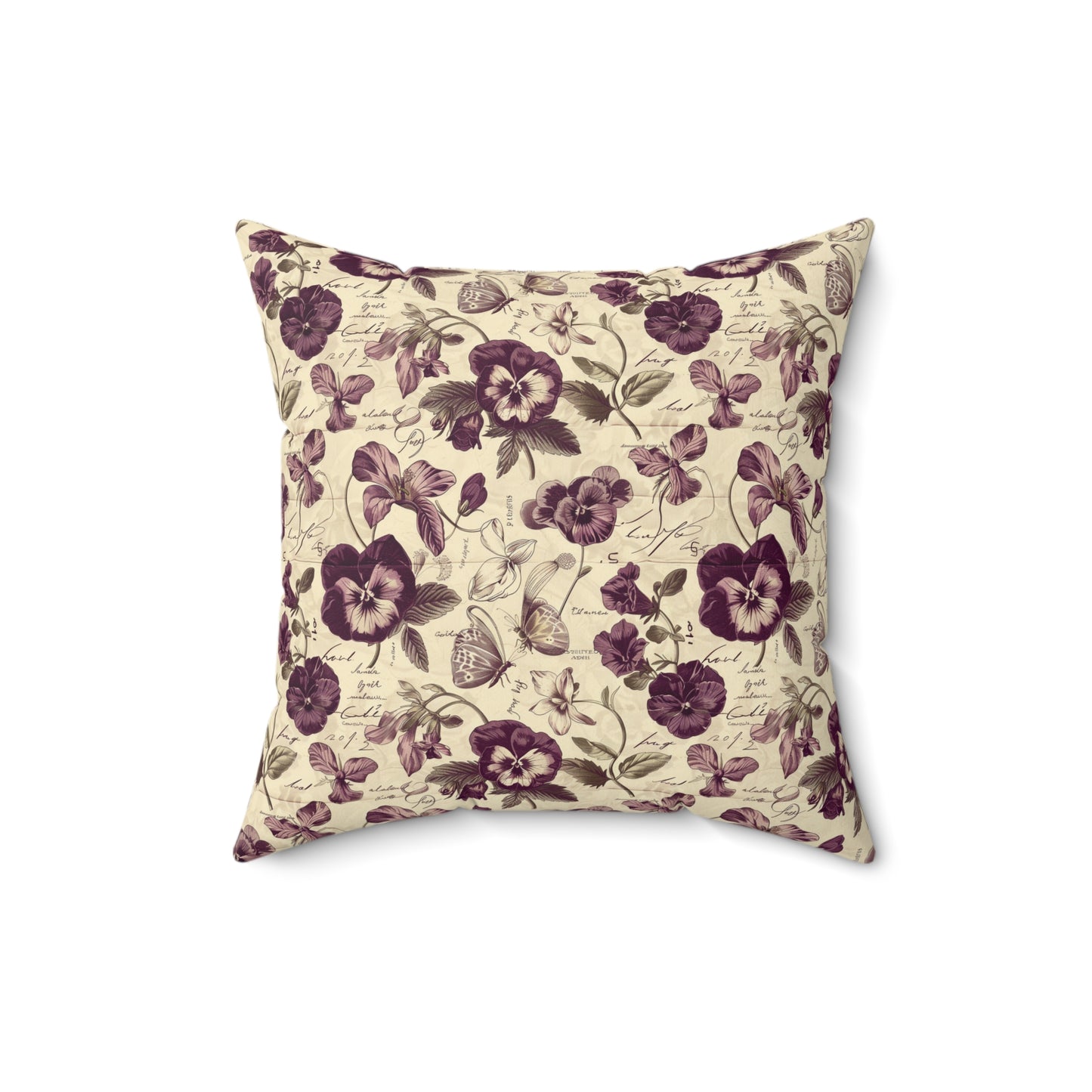 Vintage Pansy Floral Pillow | Purple Botanical Pattern