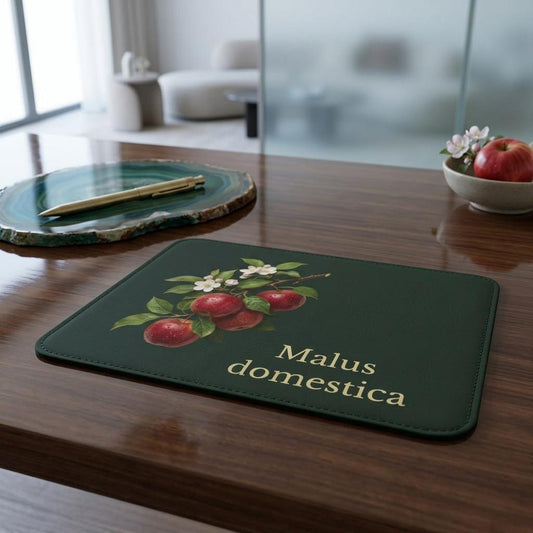 Apple Botanical Illustration Customizable Leather Placemat | Malus domestica