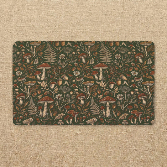 Vintage Mushroom Pattern Doormat | Woodland Fungi Floral Entrance Mat
