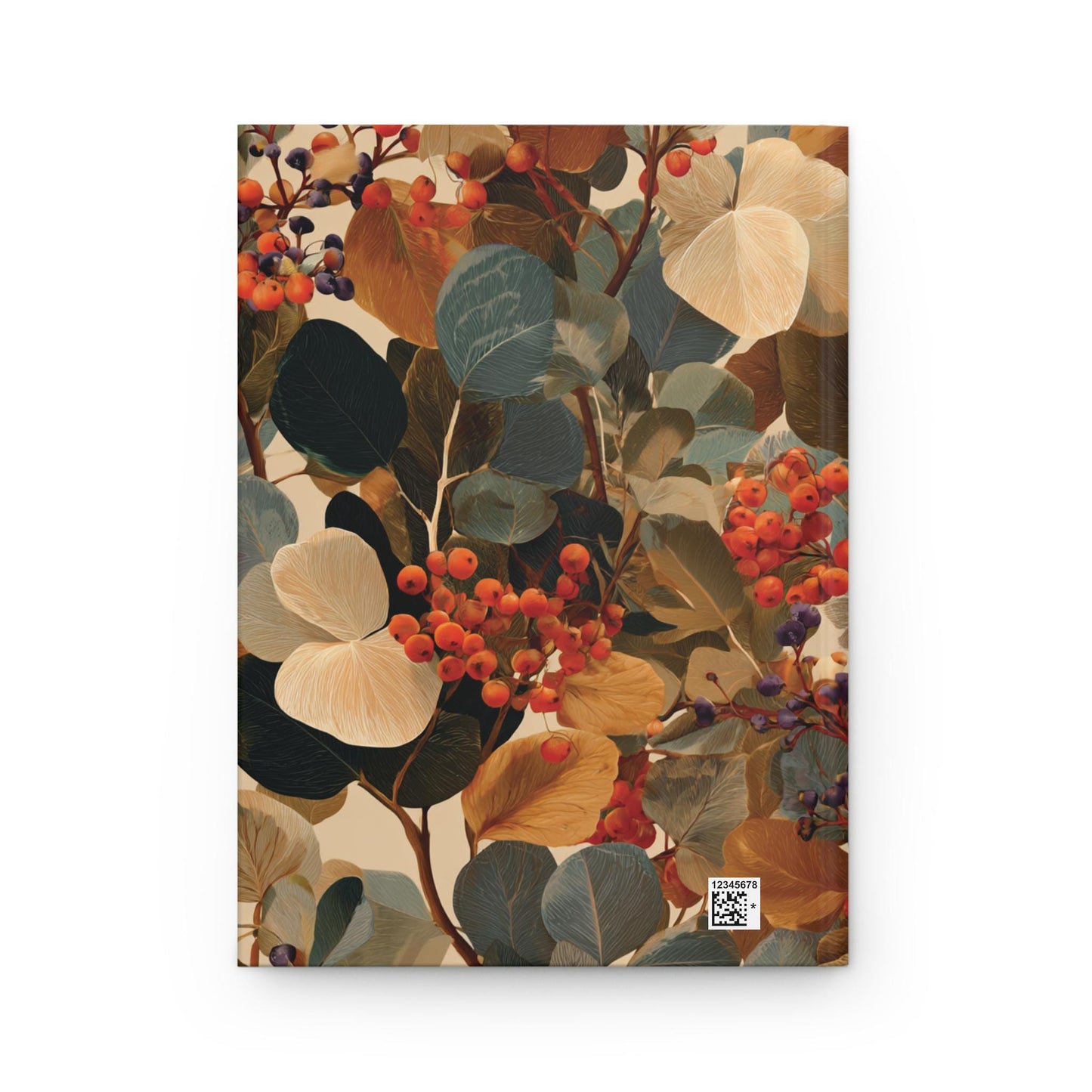 Autumn Botanical Berries Hardcover Journal | Floral Leaves Notebook