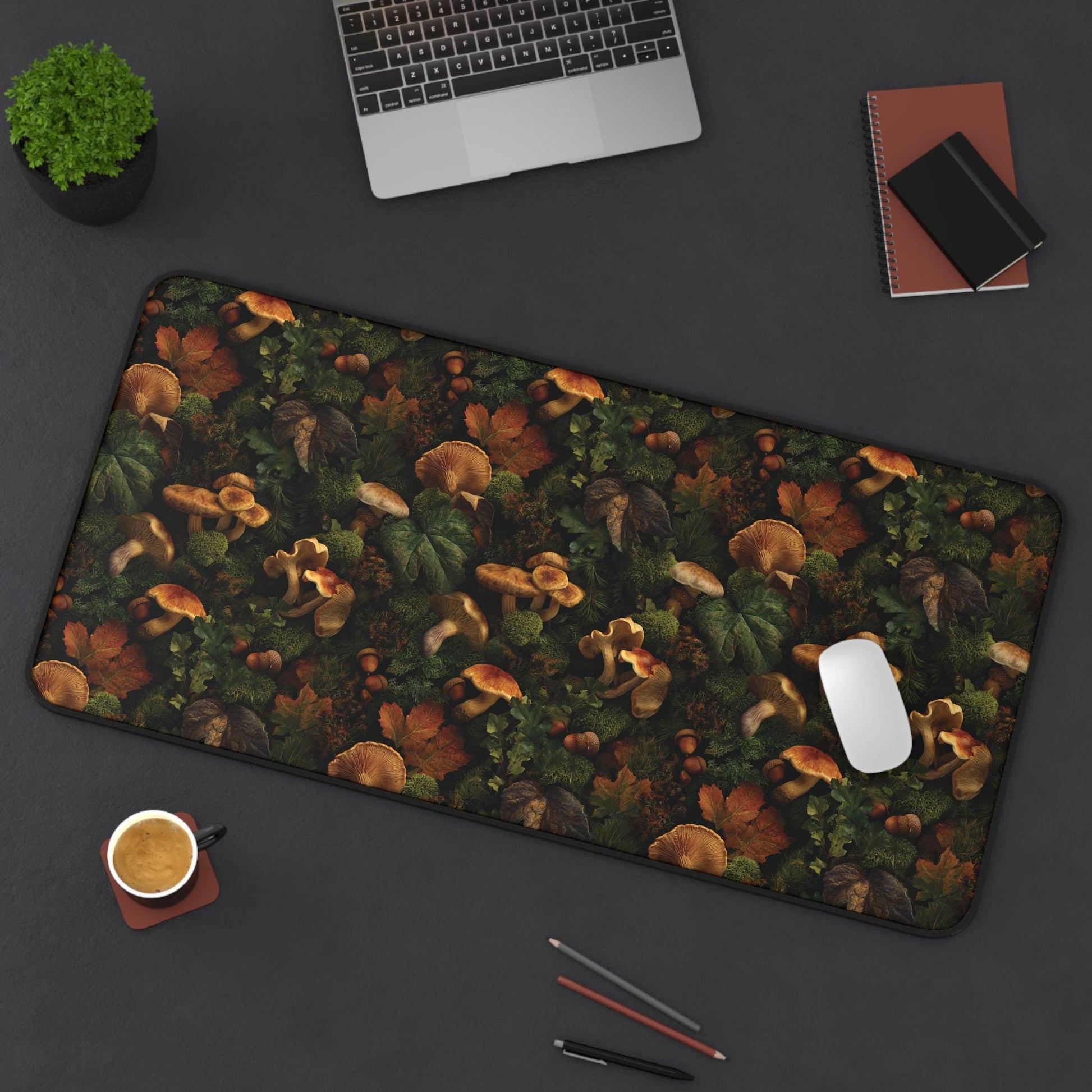 Autumn Mushroom Pattern Desk Mat | Forest Fungi Mousepad
