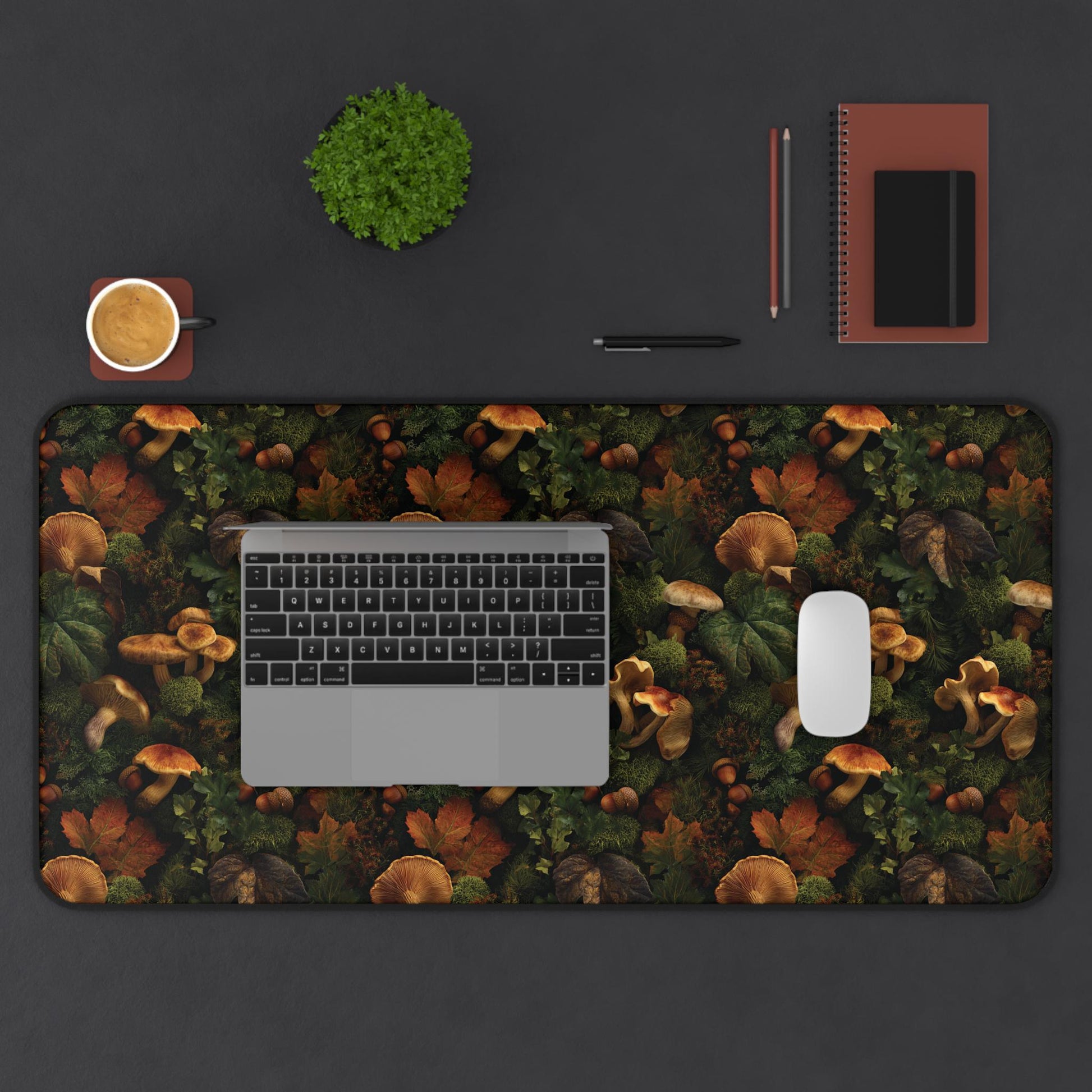 Autumn Mushroom Pattern Desk Mat | Forest Fungi Mousepad