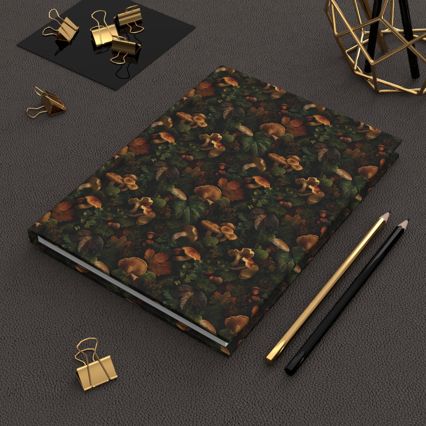 Autumn Mushrooms Hardcover Journal | Forest Mushroom Pattern Notebook