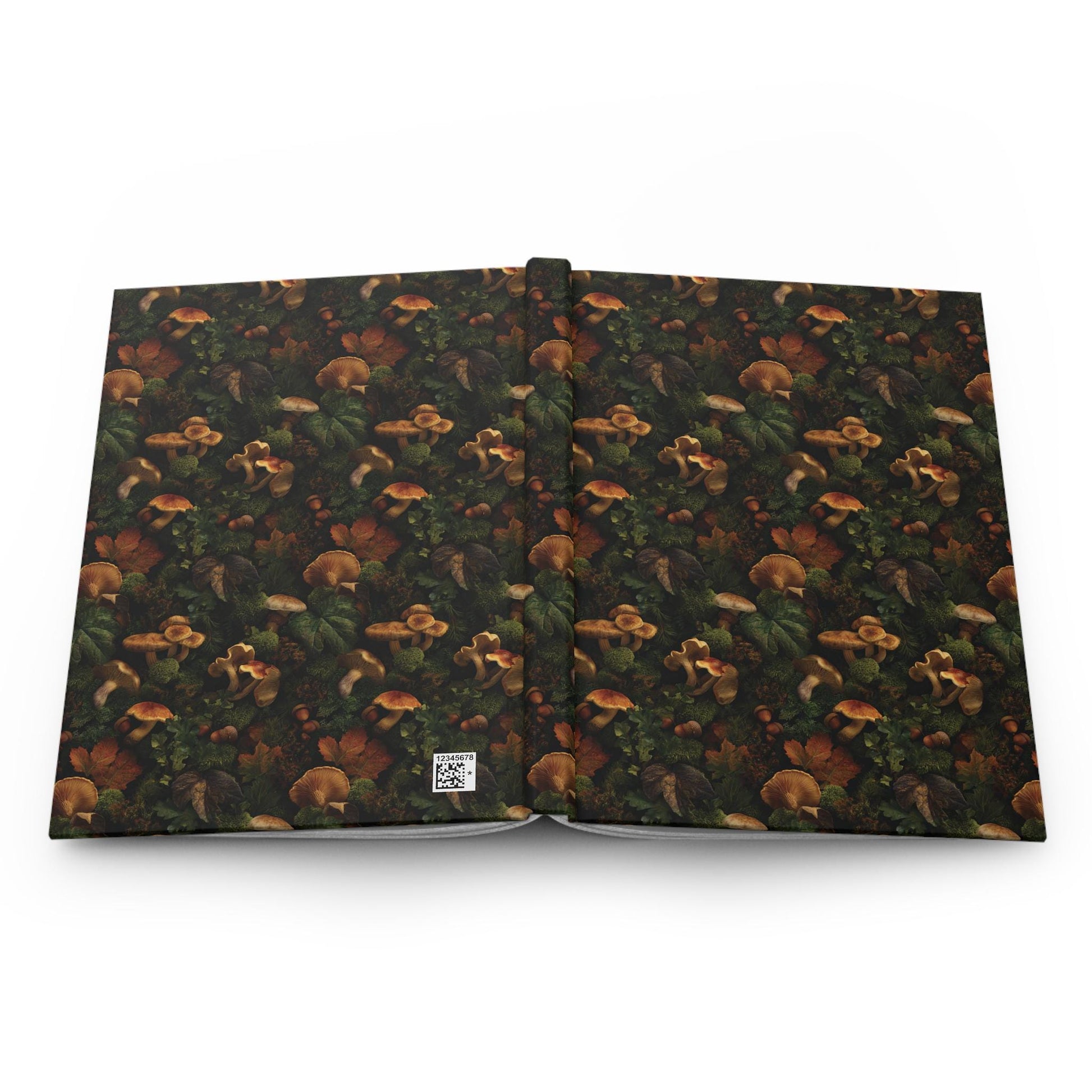 Autumn Mushrooms Hardcover Journal | Forest Mushroom Pattern Notebook