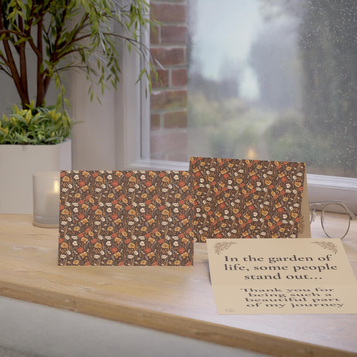Autumn Florals Greeting Card - Customizable Vintage Botanical Keepsake
