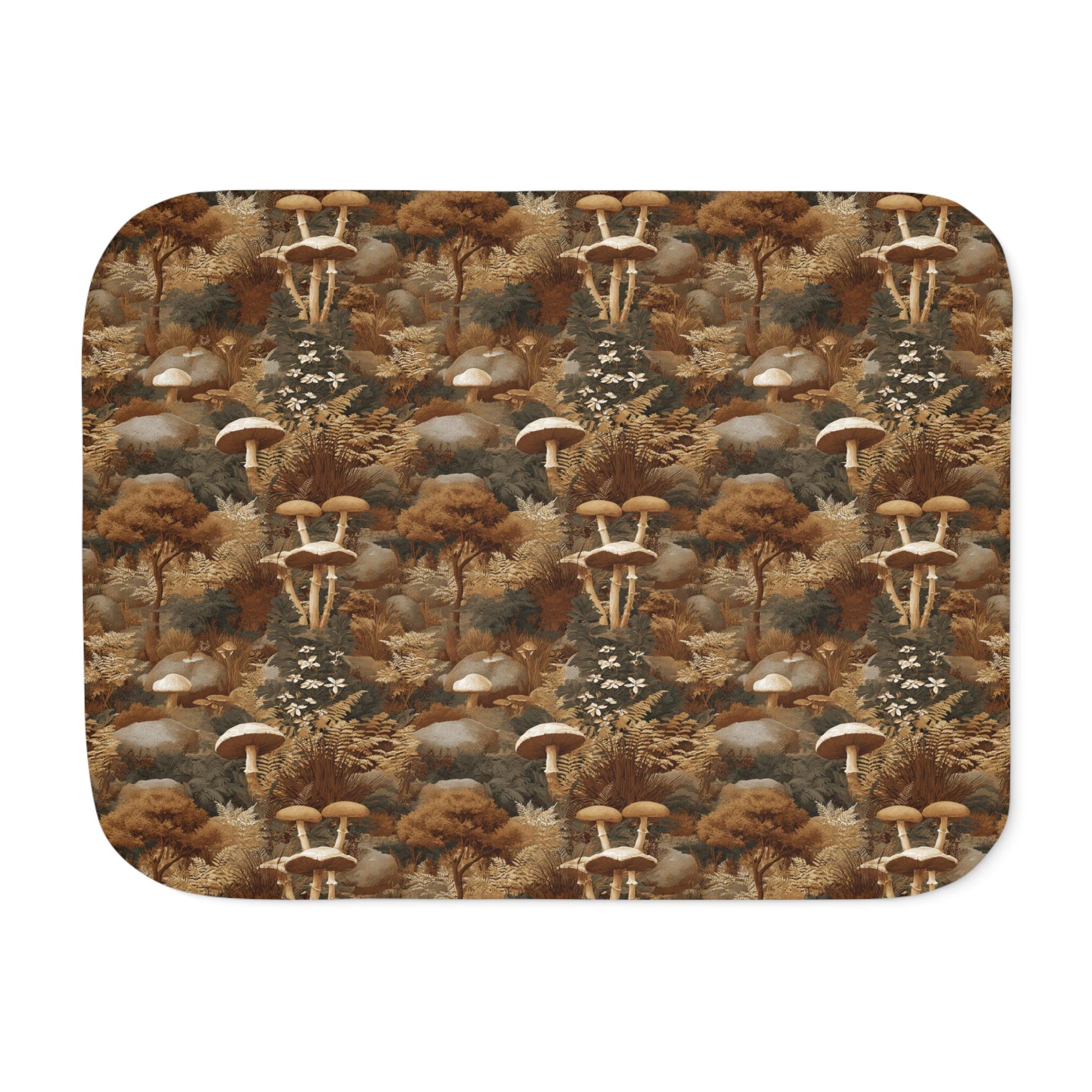 Autumn Mushroom Forest Sherpa Blanket | Cozy Fall Fungi Pattern