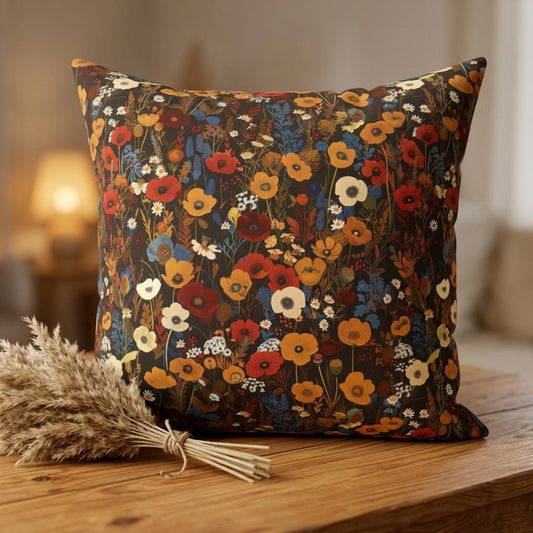 Autumn Wildflower Pattern Pillow | Square Pillow