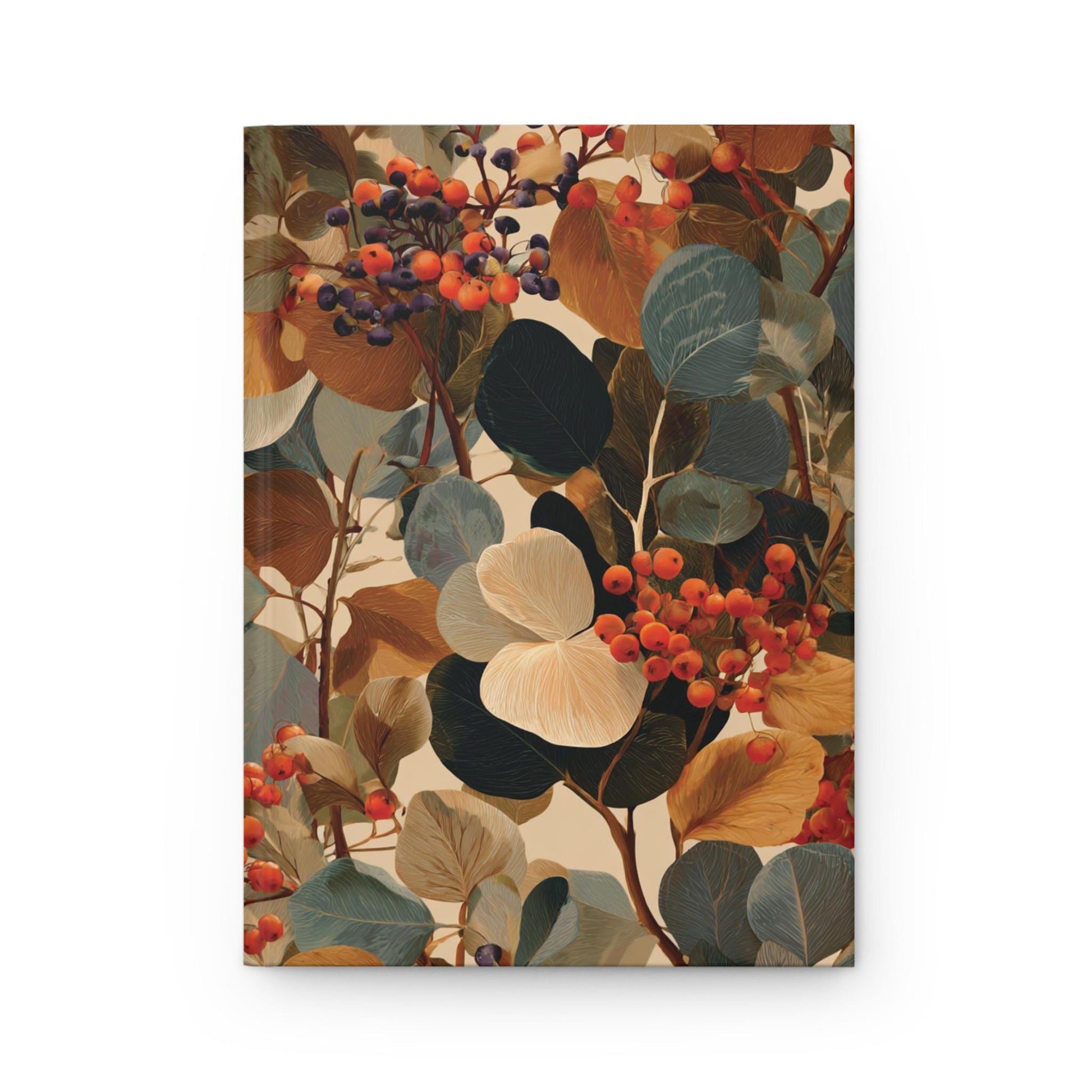 Autumn Botanical Berries Hardcover Journal | Floral Leaves Notebook