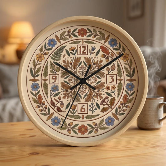 Boho Floral Mandala Wall Clock | Arts And Crafts Rustic Floral Pattern Clock