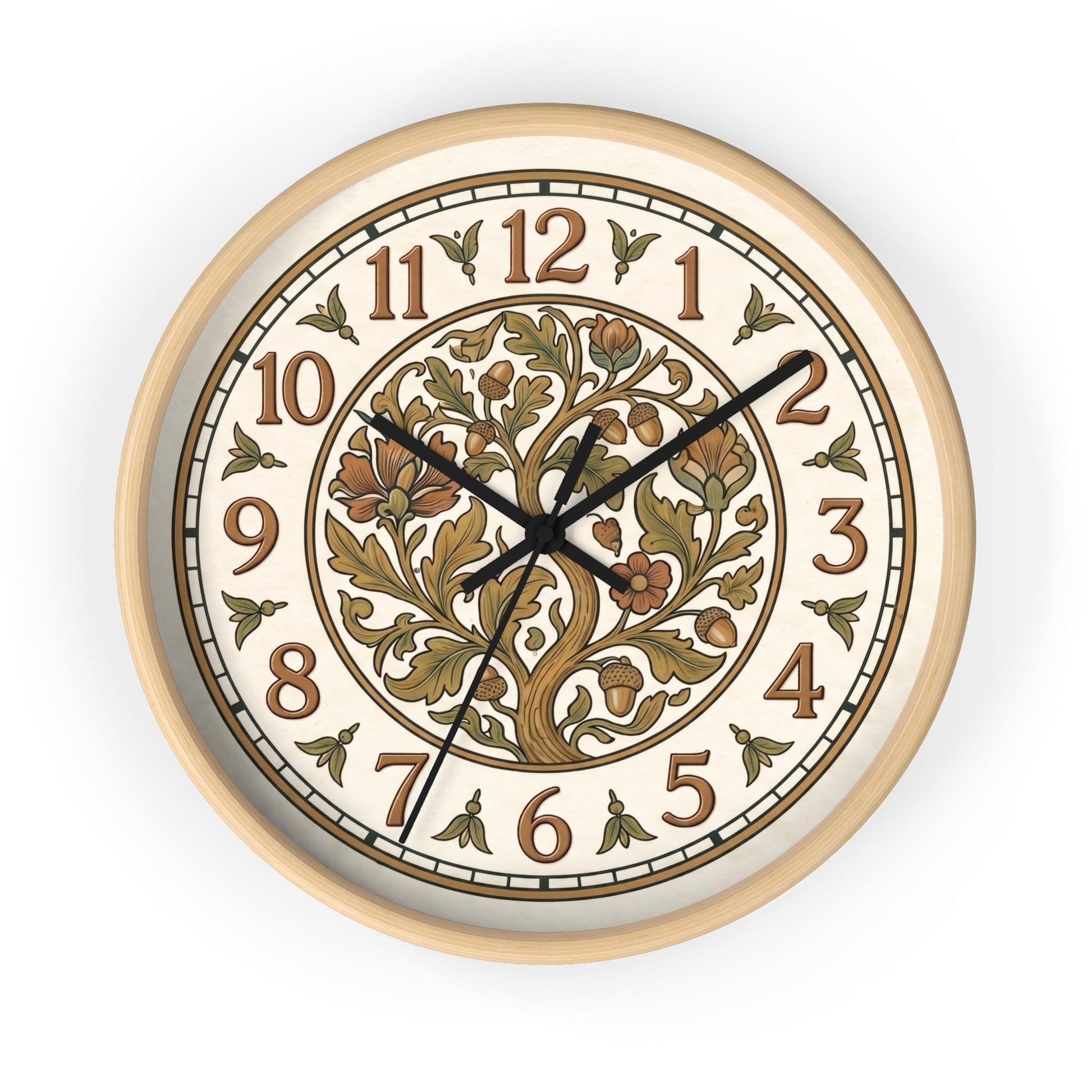 Art Nouveau Floral Acorn Tree Wall Clock | Vintage Style Home Decor