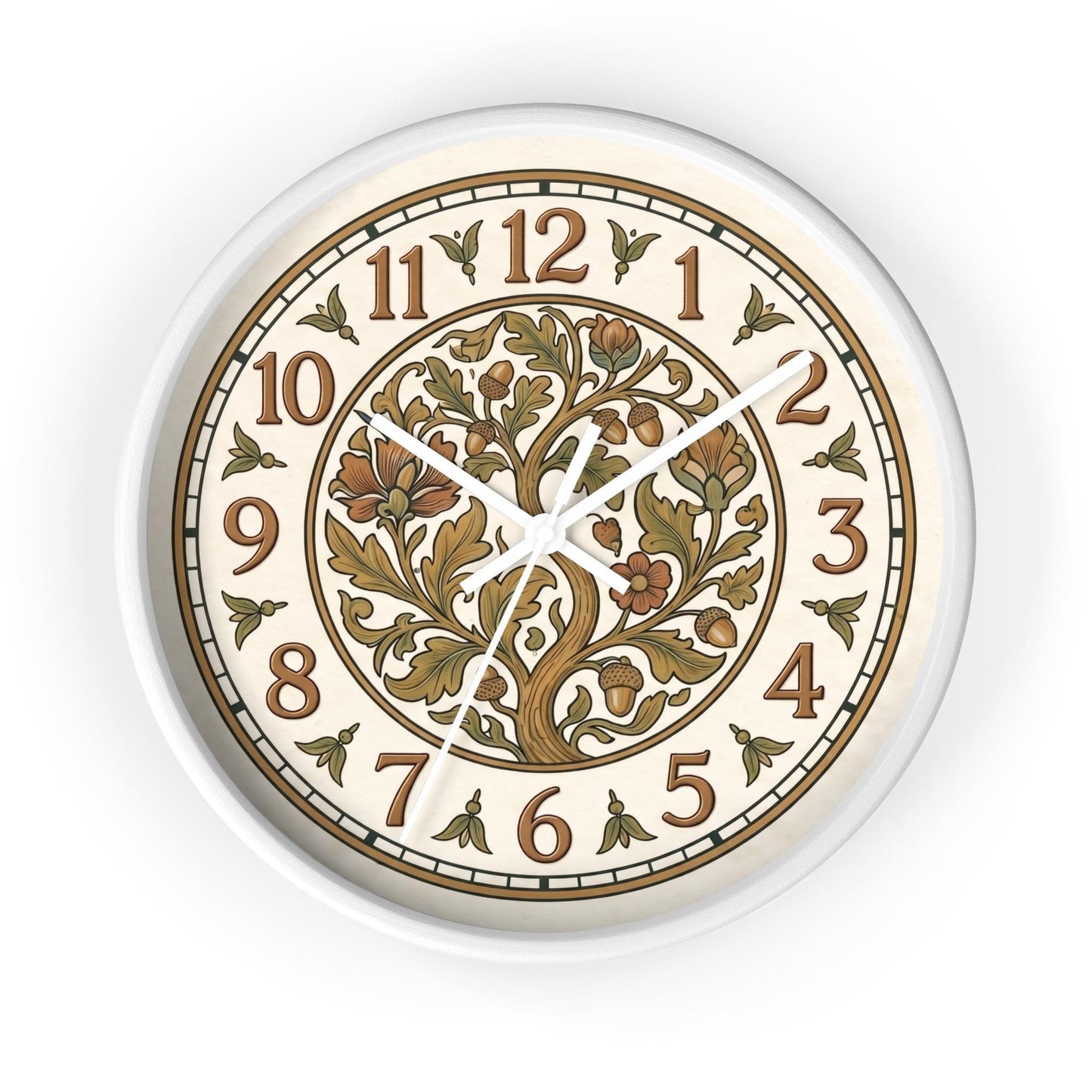 Art Nouveau Floral Acorn Tree Wall Clock | Vintage Style Home Decor