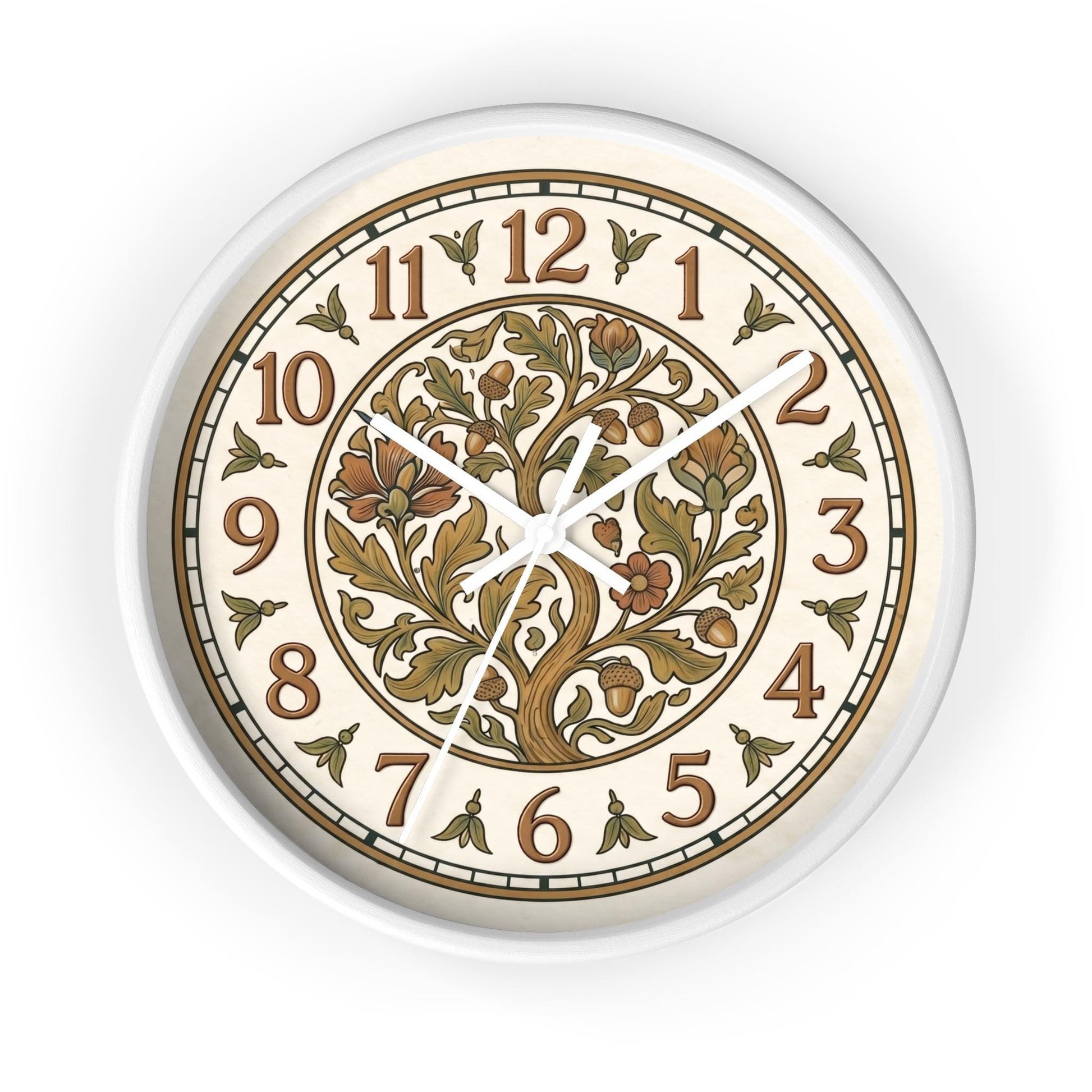 Art Nouveau Floral Acorn Tree Wall Clock | Vintage Style Home Decor