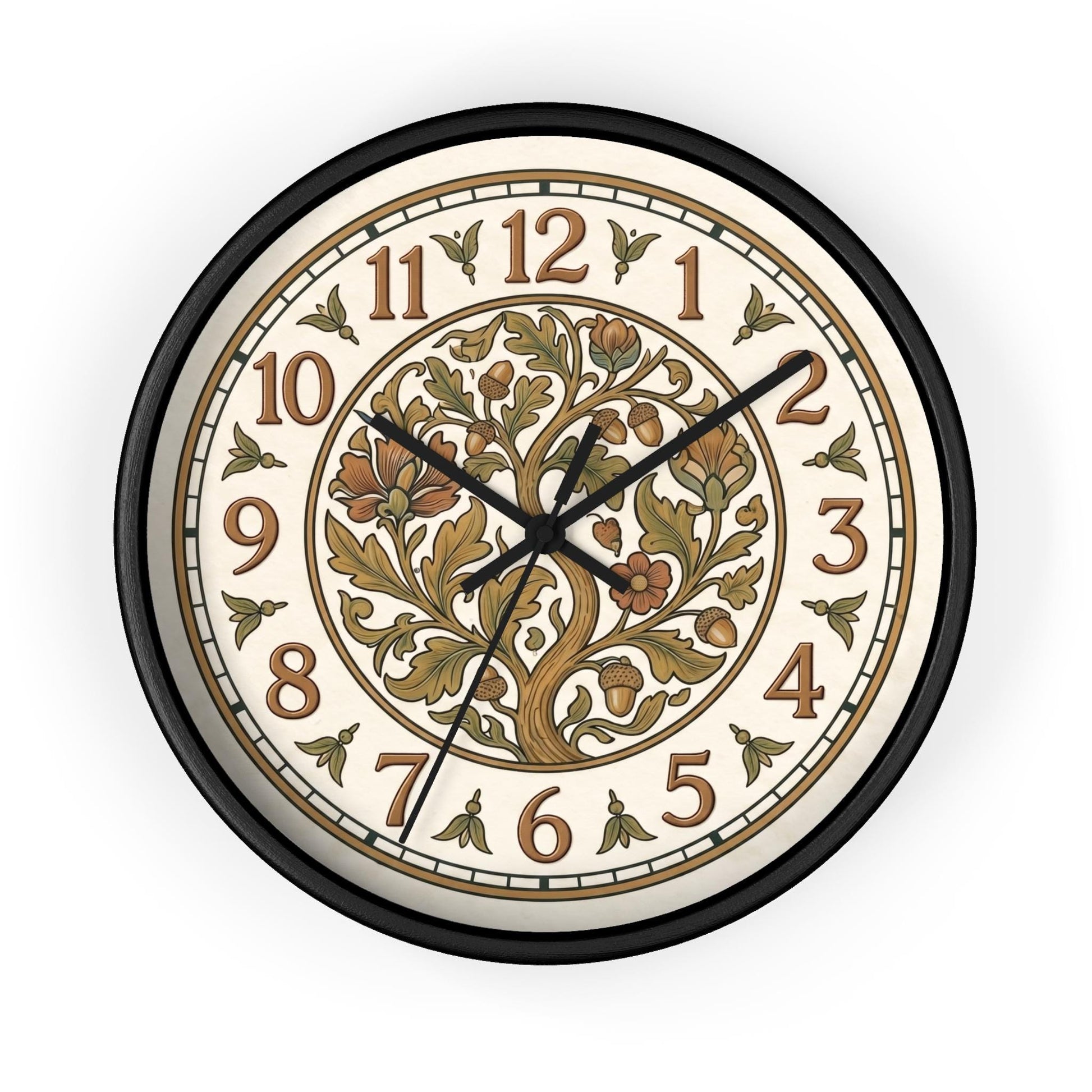 Art Nouveau Floral Acorn Tree Wall Clock | Vintage Style Home Decor