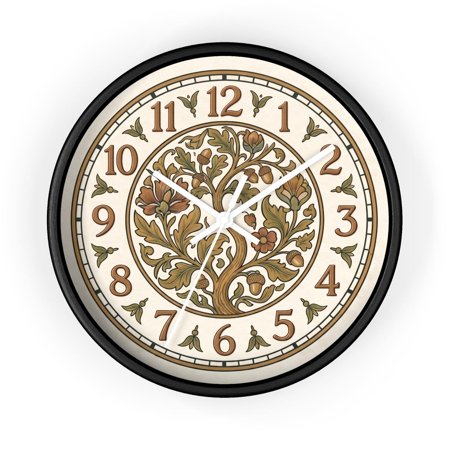 Art Nouveau Floral Acorn Tree Wall Clock | Vintage Style Home Decor