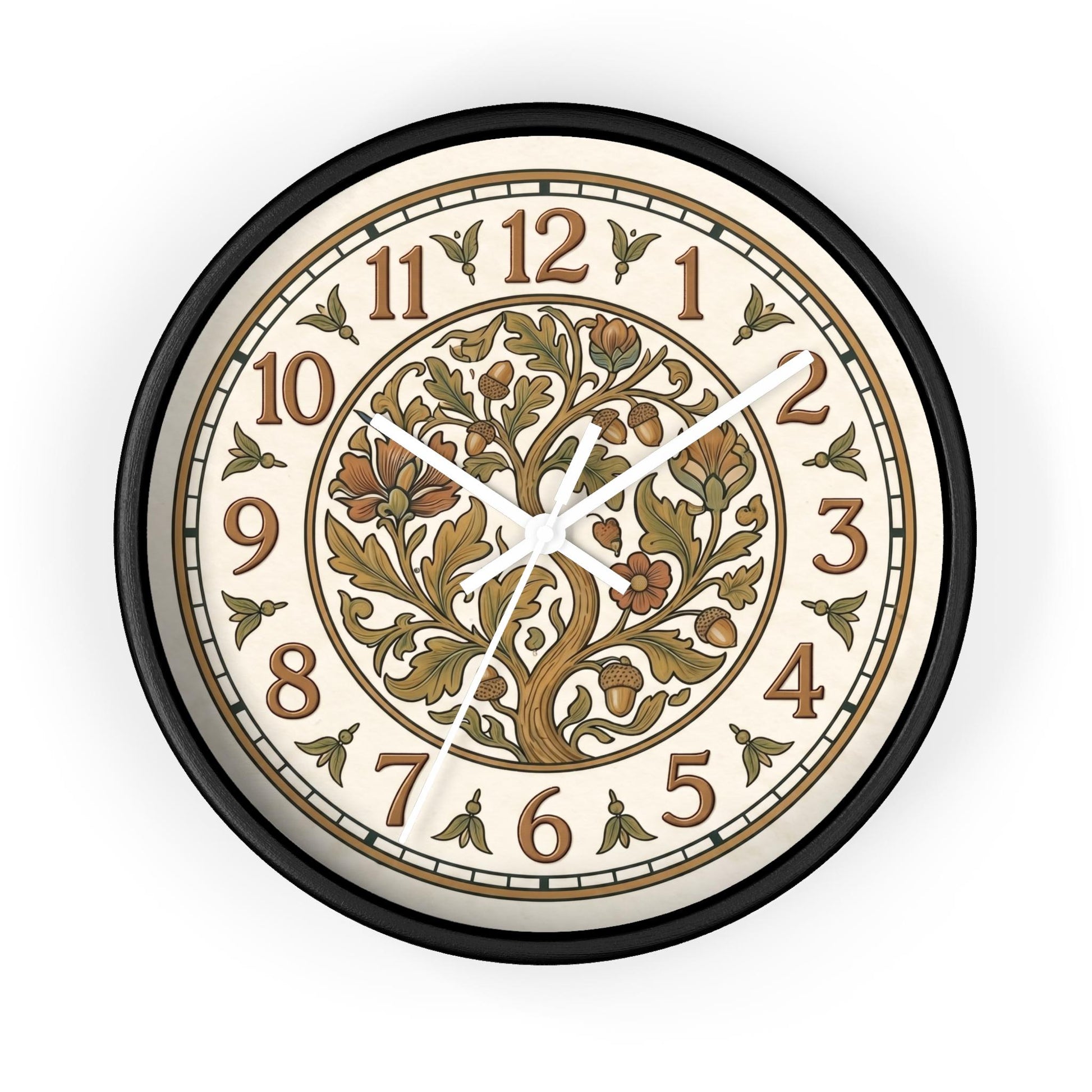 Art Nouveau Floral Acorn Tree Wall Clock | Vintage Style Home Decor