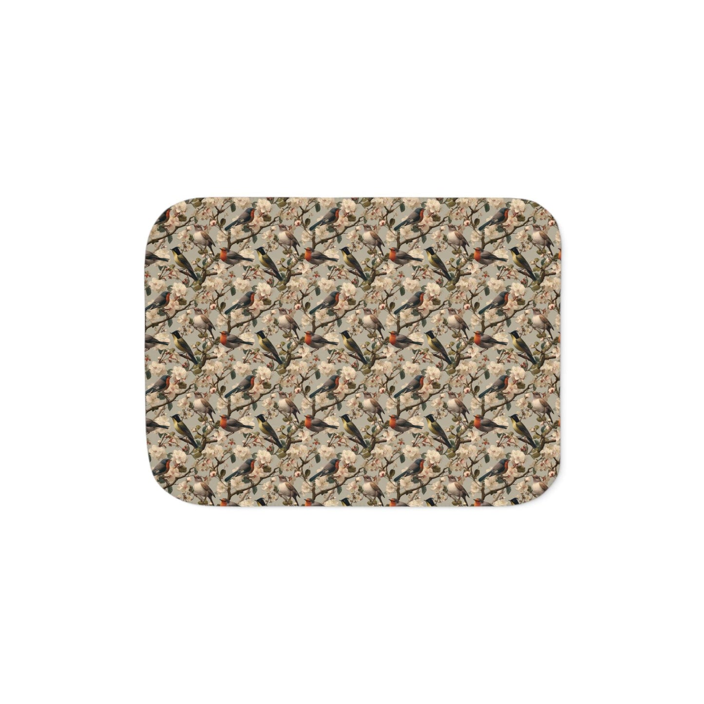 Autumn Hummingbird Pattern Sherpa Blanket | Nature Bird Floral Cozy Throw