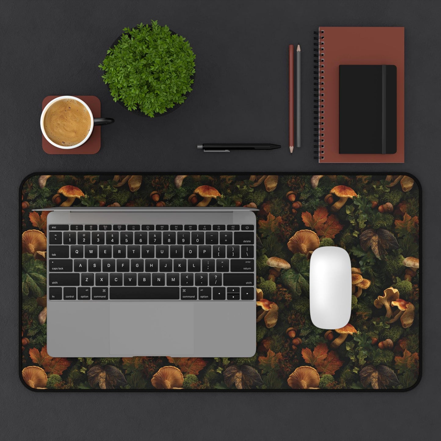 Autumn Mushroom Pattern Desk Mat | Forest Fungi Mousepad