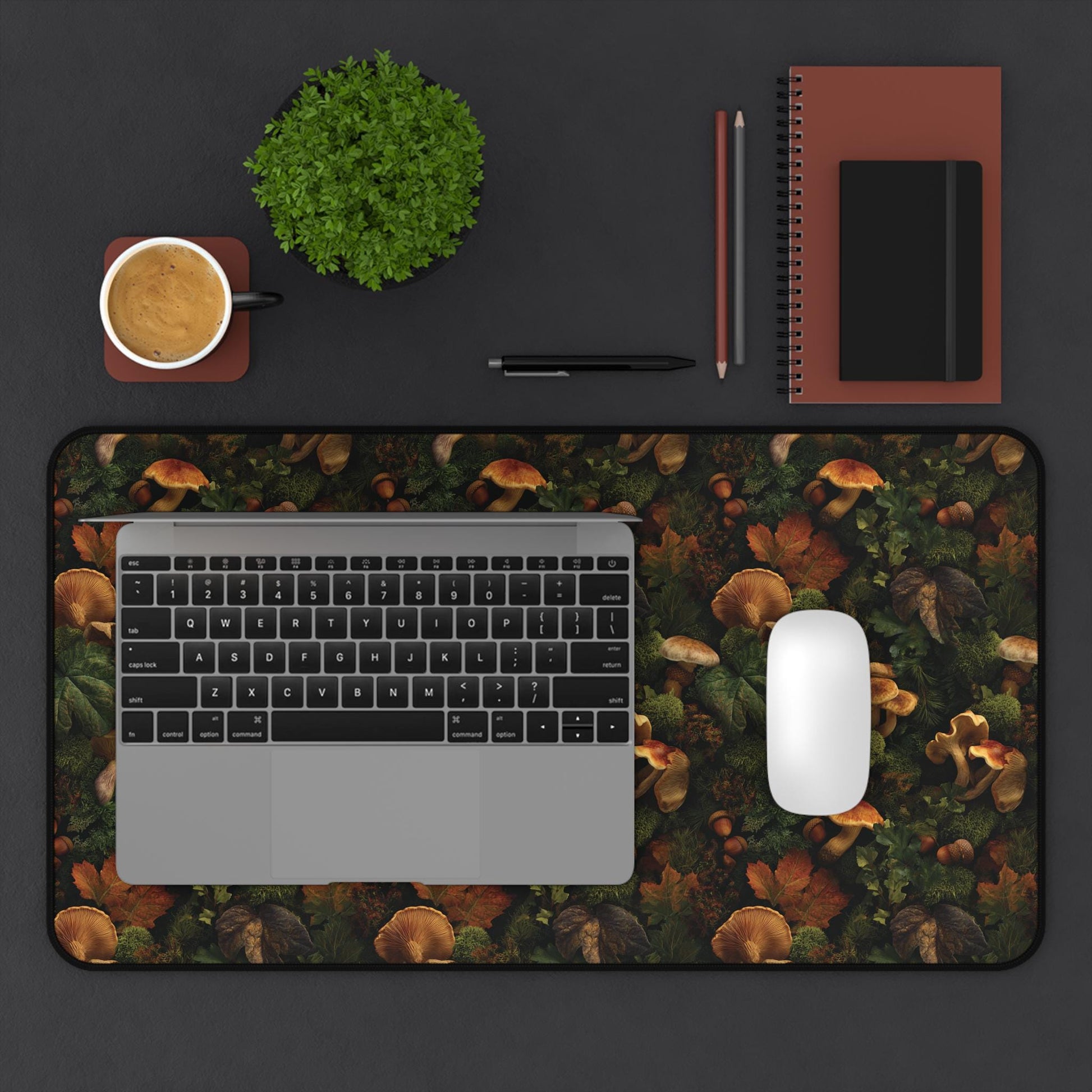 Autumn Mushroom Pattern Desk Mat | Forest Fungi Mousepad