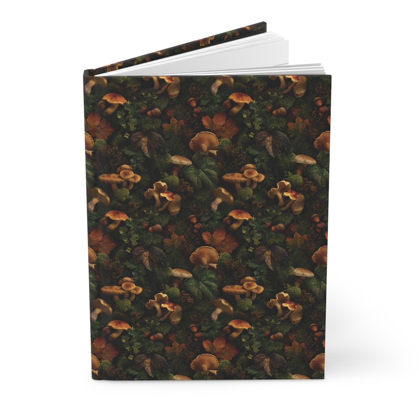 Autumn Mushrooms Hardcover Journal | Forest Mushroom Pattern Notebook