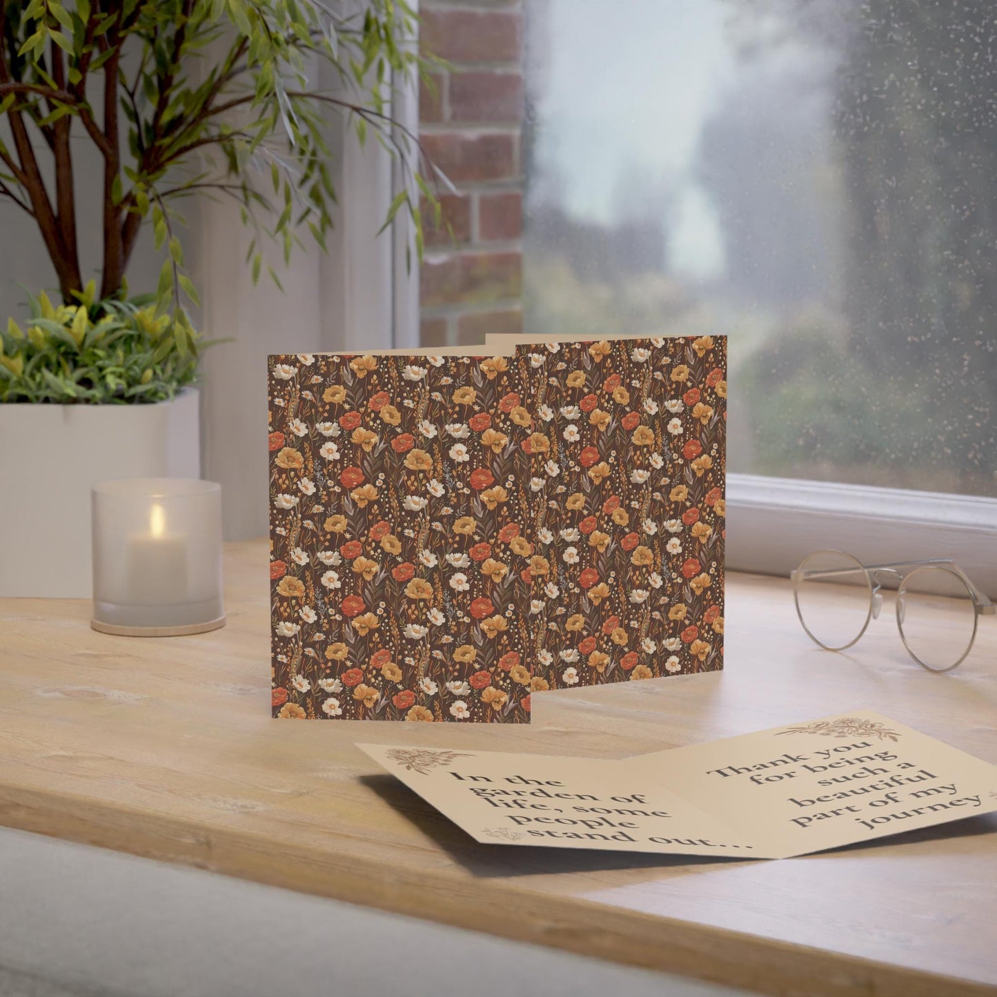 Autumn Florals Greeting Card - Customizable Vintage Botanical Keepsake