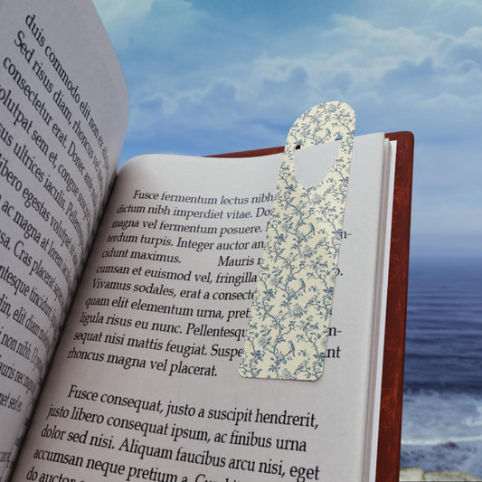Blue Floral Toile de Jouy Bookmark | Metal page marker