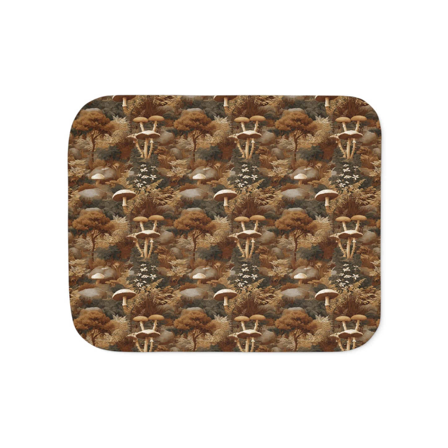 Autumn Mushroom Forest Sherpa Blanket | Cozy Fall Fungi Pattern