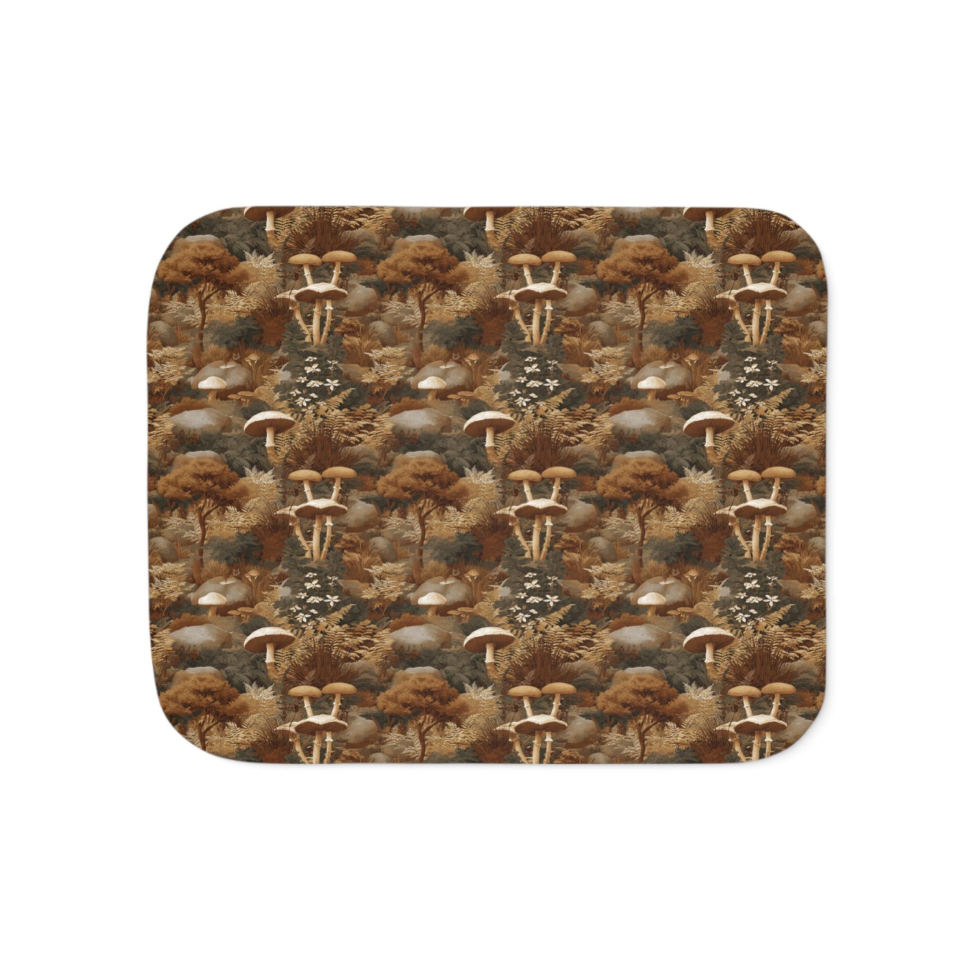 Autumn Mushroom Forest Sherpa Blanket | Cozy Fall Fungi Pattern